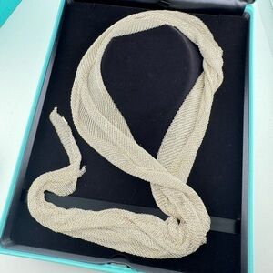 $6,300 Tiffany & Co. Elsa Peretti Mesh Scarf Necklace Size Large Sterling Silver